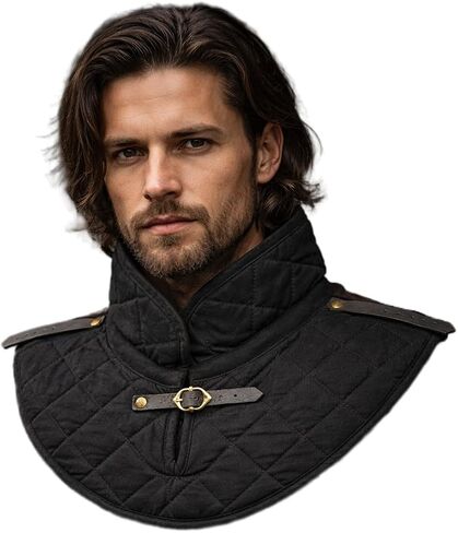 Medieval Gorget Cotton Arming Cap Thick Padded Renaissance Quilted Neck Protector Black Reenactment Costume in Kuwait