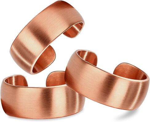 Set of 3 Handmade Copper Rings, 100% Pure Raw Untreated Copper, Meditation & Energy Jewelry, Tibetan Healing Ring Set(Plain) in Saudi Arabia