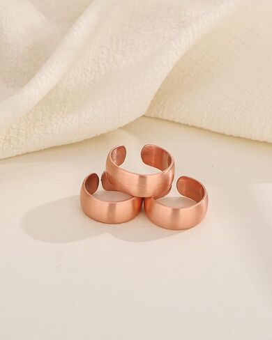 Set of 3 Handmade Copper Rings, 100% Pure Raw Untreated Copper, Meditation & Energy Jewelry, Tibetan Healing Ring Set(Plain) in Saudi Arabia