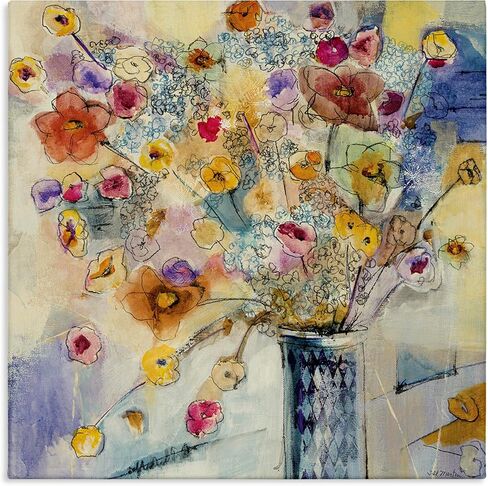 Stupell Industries 'Chaotic Flowers Line Drawing', Canvas Art, 30 x 30 Inches, Easy to Hang and Sturdy, Made in USA, by Jill Martin in Saudi Arabia