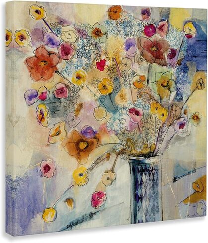 Stupell Industries 'Chaotic Flowers Line Drawing', Canvas Art, 30 x 30 Inches, Easy to Hang and Sturdy, Made in USA, by Jill Martin in Saudi Arabia
