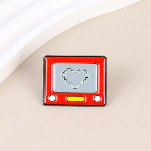 Funny 90s Game Enamel Pin, Retro Gaming Heart Badge Brooch, Funny Classic Toy Lapel Badges, Vintage Pixel Heart Pin Brooches, Hilarious Nostalgia Gamer Gift, Gift For 90s Kids Retro Game Lover in Saudi Arabia