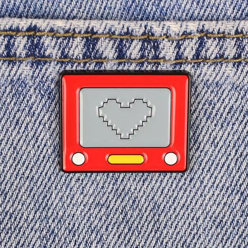 Funny 90s Game Enamel Pin, Retro Gaming Heart Badge Brooch, Funny Classic Toy Lapel Badges, Vintage Pixel Heart Pin Brooches, Hilarious Nostalgia Gamer Gift, Gift For 90s Kids Retro Game Lover in Saudi Arabia