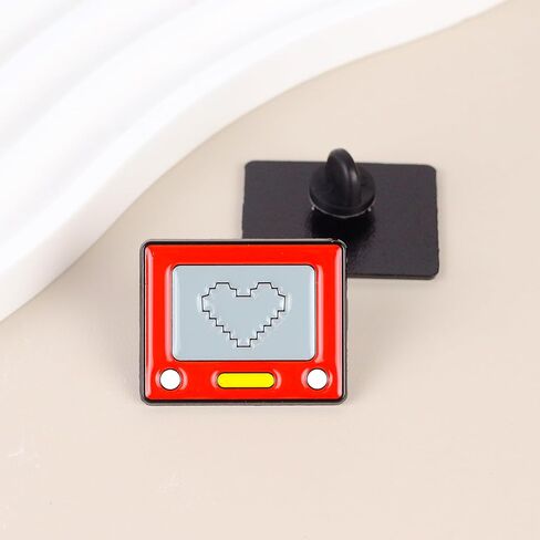 Funny 90s Game Enamel Pin, Retro Gaming Heart Badge Brooch, Funny Classic Toy Lapel Badges, Vintage Pixel Heart Pin Brooches, Hilarious Nostalgia Gamer Gift, Gift For 90s Kids Retro Game Lover in Saudi Arabia