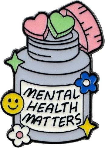 Mental Health Matters Happiness Bottle Enamel Pin, Mental Health Awareness Pin Brooch, Motivational Gift For Friend Therapist, Self Care Badge Brooch, Self Love, Uplifting Message Lapel Badges, Anxiety Support Jewelry Accessories in Saudi Arabia
