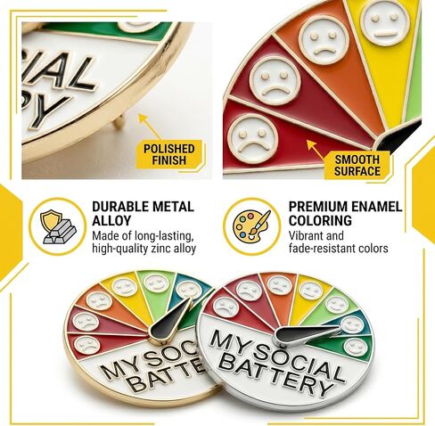 4pcs Social Battery Pin,My Social Battery Slider Pin,Alloy Mateiral,User-Friendly Operation Design,For Bag,Backpack,Hat Decoration in Saudi Arabia