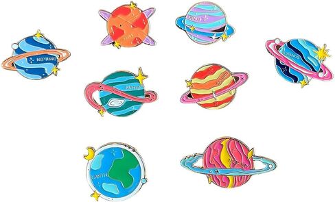 MaitianGuyou Space Planet Enamel Pin Set - 8 Pcs Creative Cosmic Star Brooches for Backpacks Jackets Hats, Unique Celestial Metal Badge Accessories for Adults in Saudi Arabia