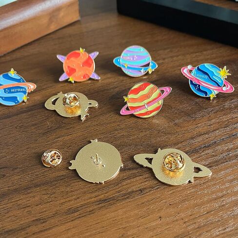 MaitianGuyou Space Planet Enamel Pin Set - 8 Pcs Creative Cosmic Star Brooches for Backpacks Jackets Hats, Unique Celestial Metal Badge Accessories for Adults in Saudi Arabia