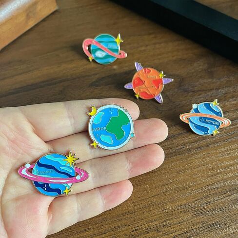 MaitianGuyou Space Planet Enamel Pin Set - 8 Pcs Creative Cosmic Star Brooches for Backpacks Jackets Hats, Unique Celestial Metal Badge Accessories for Adults in Saudi Arabia