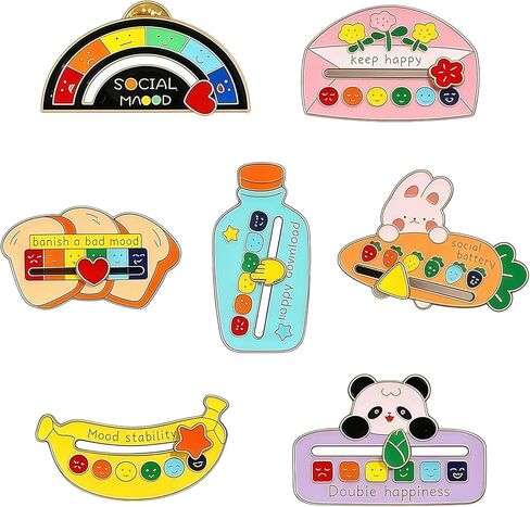 My Social Battery Pin, 7 Pcs Mood Emotional 7 Days a Week Creative Functional Fun Enamel Badge Backpacks Bags Hats Jewelry in Kuwait