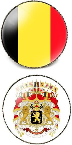 Round 1 Inch 2 Pcs Multiple Countries Nation Flag and National Emblem Pin Coat of Arms Souvenir Brooch Lapel Badge in Kuwait