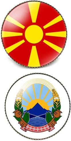 Round 1 Inch 2 Pcs Multiple Countries Nation Flag and National Emblem Pin Coat of Arms Souvenir Brooch Lapel Badge in Kuwait