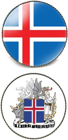 Round 1 Inch 2 Pcs Multiple Countries Nation Flag and National Emblem Pin Coat of Arms Souvenir Brooch Lapel Badge in Kuwait