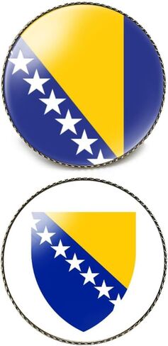 Round 1 Inch 2 Pcs Multiple Countries Nation Flag and National Emblem Pin Coat of Arms Souvenir Brooch Lapel Badge in Kuwait