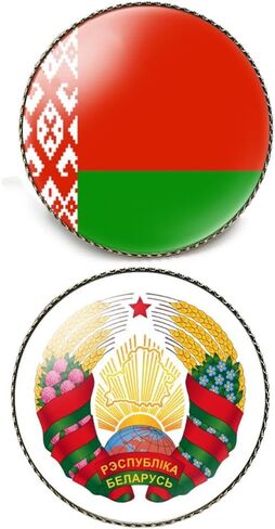 Round 1 Inch 2 Pcs Multiple Countries Nation Flag and National Emblem Pin Coat of Arms Souvenir Brooch Lapel Badge in Kuwait