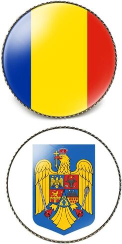 Round 1 Inch 2 Pcs Multiple Countries Nation Flag and National Emblem Pin Coat of Arms Souvenir Brooch Lapel Badge in Kuwait