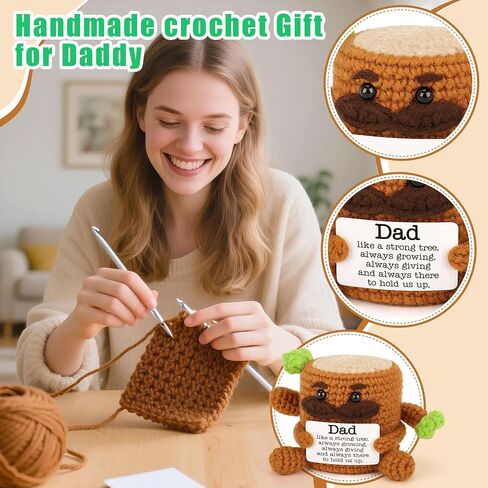 Dad Fathers Day Gift from Daughter Son, Cute Father‘s Day Birthday Thank You Gifts for Father Daddy Stepdad from Wife Kids, Handmade Crochet Tree in Saudi Arabia