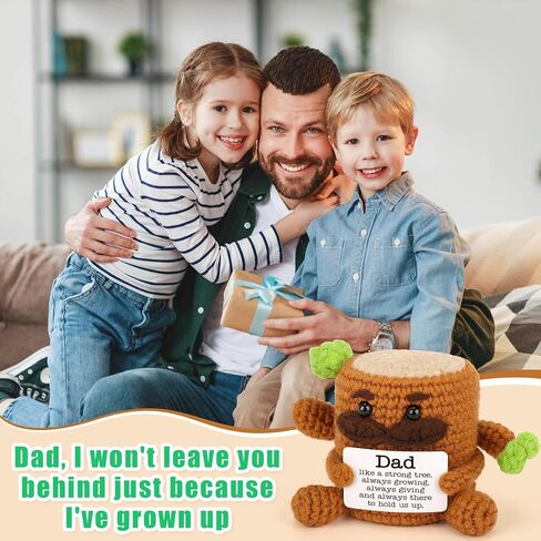 Dad Fathers Day Gift from Daughter Son, Cute Father‘s Day Birthday Thank You Gifts for Father Daddy Stepdad from Wife Kids, Handmade Crochet Tree in Saudi Arabia