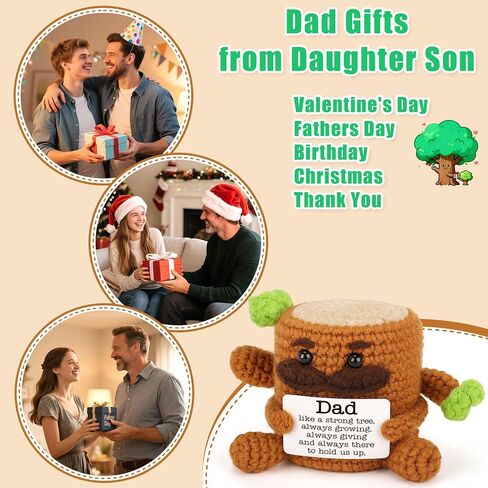 Dad Fathers Day Gift from Daughter Son, Cute Father‘s Day Birthday Thank You Gifts for Father Daddy Stepdad from Wife Kids, Handmade Crochet Tree in Saudi Arabia