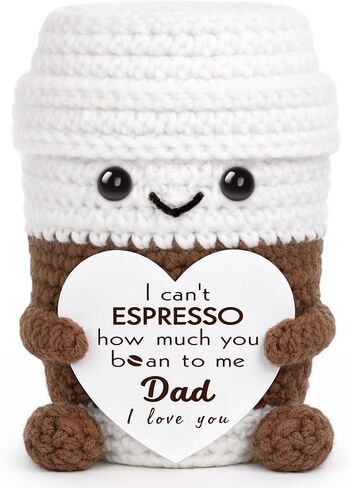 Fathers Day Dad Gifts from Daughter Son, First Father's Day Birthday Gifts for New Dad Stepdad Bonusdad Father in Law I Love You Dad's Gift for Daddy Funny Handmade Crochet Espresso Coffee Doll in Saudi Arabia
