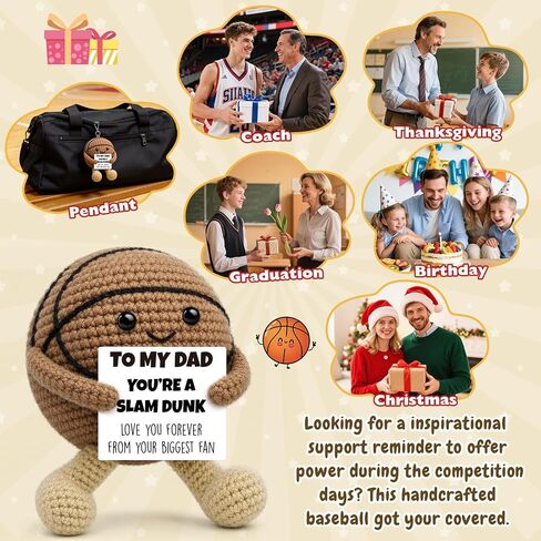 Busy Gaming Life Fathers Day Birthday for Dad Stepdad Father in Law, Handcrafted Crochet Basketball Slam Dunk Sports Desk Decor,Birthday Present for Bonus Dad from Daughter Son Wife in Saudi Arabia