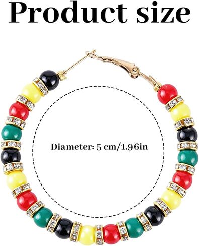 Mantveil Juneteenth Earrings for Black Women, African Beaded Hoop Earrings, Statement Ethnic Black History Month Earrings Jewelry Accessories in Saudi Arabia