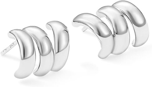 ARSIS Mix & Match Small Huggies Hoop Earrings for Women, 18K Gold/Rhodium Plated, Three in One Design, Hypoallergenic, 925 Sterling Silver Posts, Tarnish-Free, Jewlery Gift for Her, Wife, Birthday in Saudi Arabia