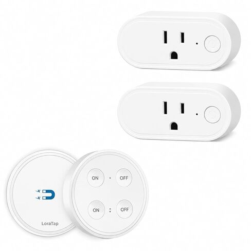 LoraTap Mini Remote Control Outlet Plug Adapter with Remote, 656ft Range Wireless Light Switch for Household Appliances, No Hub Required, 10A/1100W, White, 2 Years Warranty (One Remote + 2 Outlets) in Kuwait