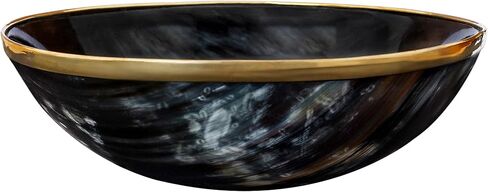 Lord of Battles Viking Bowl Natural Horn Bowl Shaving & Serving Bowl with Brass Rim, Handcrafted Perfect for Feasting, Viking Party, Decor & Gifts in Kuwait