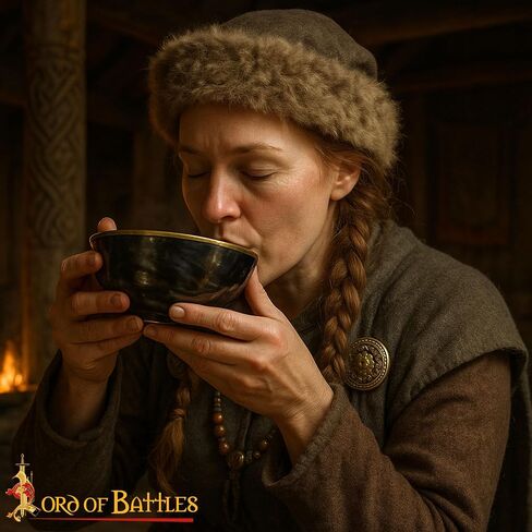 Lord of Battles Viking Bowl Natural Horn Bowl Shaving & Serving Bowl with Brass Rim, Handcrafted Perfect for Feasting, Viking Party, Decor & Gifts in Kuwait