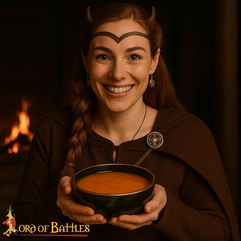 Lord of Battles Viking Bowl Natural Horn Bowl Shaving & Serving Bowl with Brass Rim, Handcrafted Perfect for Feasting, Viking Party, Decor & Gifts in Kuwait