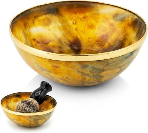 Lord of Battles Viking Bowl Natural Horn Bowl Shaving & Serving Bowl with Brass Rim, Handcrafted Perfect for Feasting, Viking Party, Decor & Gifts in Kuwait