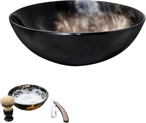 Lord of Battles Viking Bowl Natural Horn Bowl Shaving & Serving Bowl with Brass Rim, Handcrafted Perfect for Feasting, Viking Party, Decor & Gifts in Kuwait