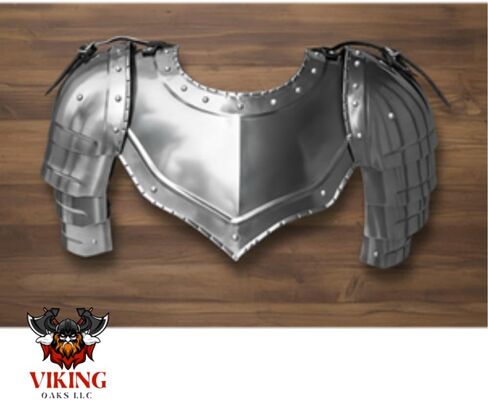 Medieval Steel Gorget with Pauldrons, Gothic Shoulder Guard Set, Silver, SCA LARP Knight Armor for Adults in Saudi Arabia