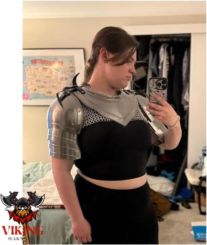 Medieval Steel Gorget with Pauldrons, Gothic Shoulder Guard Set, Silver, SCA LARP Knight Armor for Adults in Saudi Arabia
