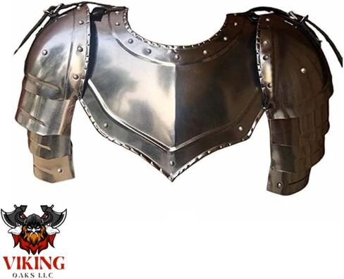 Medieval Steel Gorget with Pauldrons, Gothic Shoulder Guard Set, Silver, SCA LARP Knight Armor for Adults in Saudi Arabia