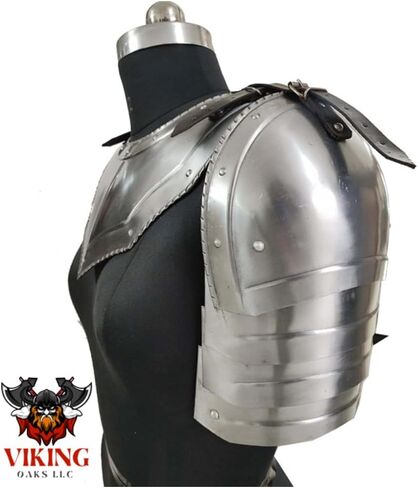 Medieval Steel Gorget with Pauldrons, Gothic Shoulder Guard Set, Silver, SCA LARP Knight Armor for Adults in Saudi Arabia