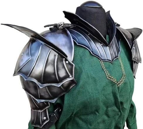 NauticalMart Gothic Warrior Shoulders Armor | Steel Pauldron Shoulder Guard | Medieval LARP Armor with Adjustable Gorget | Fantasy Knight Costume for Cosplay & Halloween in Kuwait
