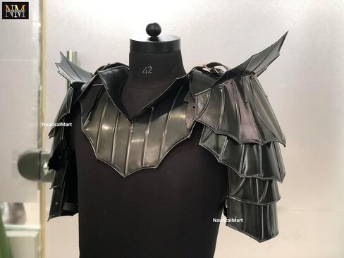 NauticalMart Gothic Warrior Shoulders Armor | Steel Pauldron Shoulder Guard | Medieval LARP Armor with Adjustable Gorget | Fantasy Knight Costume for Cosplay & Halloween in Kuwait