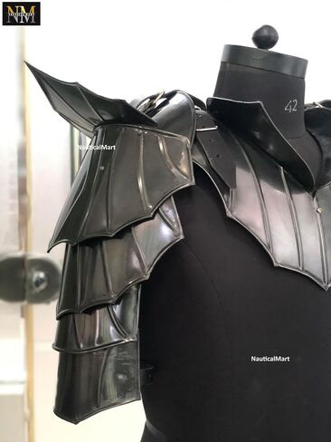 NauticalMart Gothic Warrior Shoulders Armor | Steel Pauldron Shoulder Guard | Medieval LARP Armor with Adjustable Gorget | Fantasy Knight Costume for Cosplay & Halloween in Kuwait