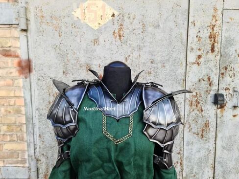 NauticalMart Gothic Warrior Shoulders Armor | Steel Pauldron Shoulder Guard | Medieval LARP Armor with Adjustable Gorget | Fantasy Knight Costume for Cosplay & Halloween in Kuwait