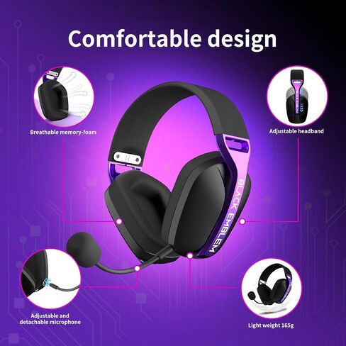 Black Emblem X2 Wireless Gaming Headset 2.4GHz Headset with Up to 50 Hours Battery, Breathable Earcups, Lossless Audio, Low Latency, Removable Mic Headsets for IPone 16/Android/PS/Switch in Kuwait