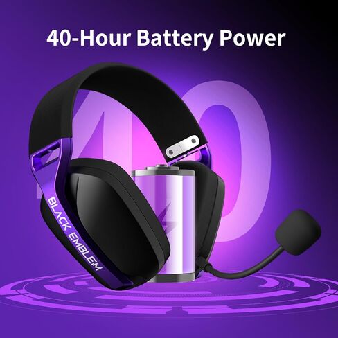 Black Emblem X2 Wireless Gaming Headset 2.4GHz Headset with Up to 50 Hours Battery, Breathable Earcups, Lossless Audio, Low Latency, Removable Mic Headsets for IPone 16/Android/PS/Switch in Kuwait