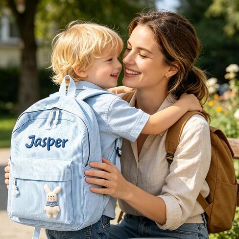Personalized Embroidered Name Backpack, large Custom Travel Corduroy Bag, Reusable Daily Storage Backpack, Cute Stylish Adjustable Everyday Casual Bag, Christmas Birthday Gifts in Saudi Arabia