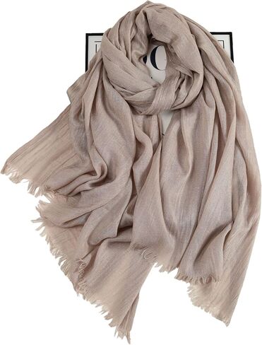 Solid Color Cotton And Linen Textured Scarf, Women'S High-End Sunscreen Beach Shawl in Saudi Arabia