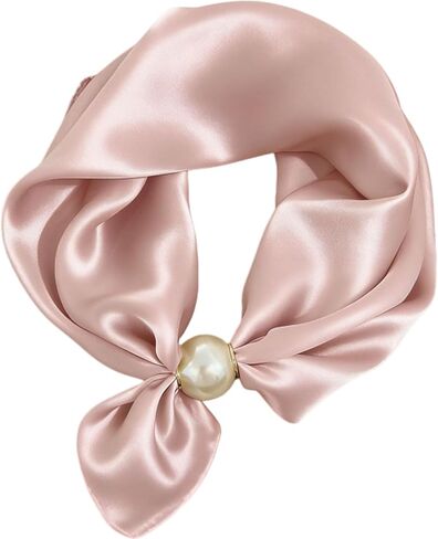 Scarf with Magnetic Pearl Buckle Neck Tie Scarves Headscarf Neckerchief Accessories,Womens Satin Silk Scarf Necklace in Saudi Arabia