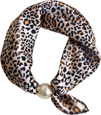 Scarf with Magnetic Pearl Buckle Neck Tie Scarves Headscarf Neckerchief Accessories,Womens Satin Silk Scarf Necklace in Kuwait