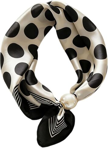 Scarf with Magnetic Pearl Buckle Neck Tie Scarves Headscarf Neckerchief Accessories,Womens Satin Silk Scarf Necklace in Kuwait