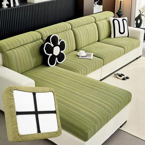 Stretch Couch Cushion Covers with Adjustable Buckle | Anti Slip Sectional Sofa Seat Covers Washable Skin Sofa Slipcovers Pet Friendly Furniture Protector in Saudi Arabia