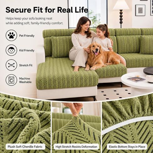 Stretch Couch Cushion Covers with Adjustable Buckle | Anti Slip Sectional Sofa Seat Covers Washable Skin Sofa Slipcovers Pet Friendly Furniture Protector in Saudi Arabia